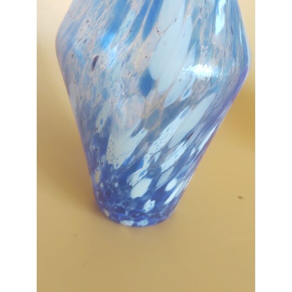 Vintage Hand Blown Blue & White Swirled Glass Vase Isola Bella Italy 5 1/4" - Picture 4 of 11